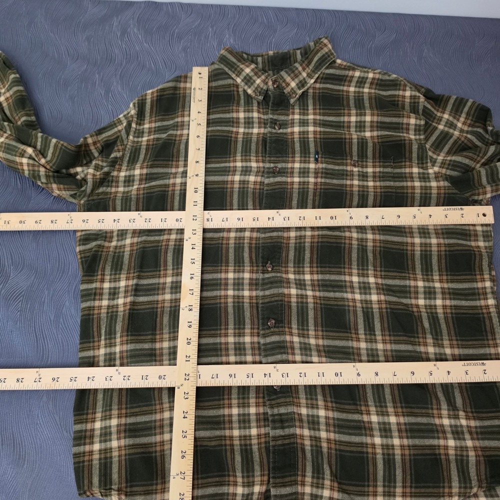 G.H. Bass & Co. Flannel Shirt Mens XXL Green Plaid Excellent Long Sleeve Cotton - Picture 4 of 8